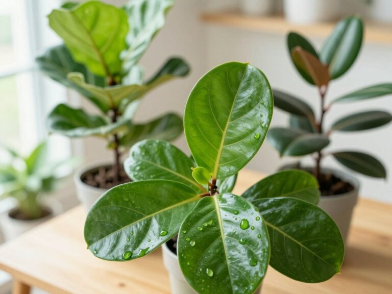 clean indoor plant leaves